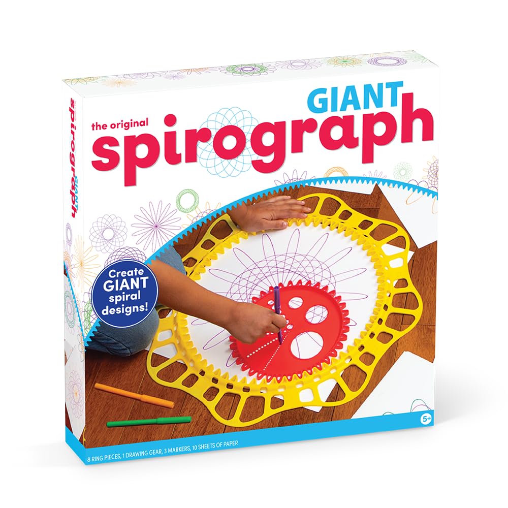 Spirograph Giant, Arts and Crafts, Kids Toys, Art Supplies, Craft Supplies, Drawing Kit, Spiral Art, Classic Gear Design Kit, Markers, Ages 8+