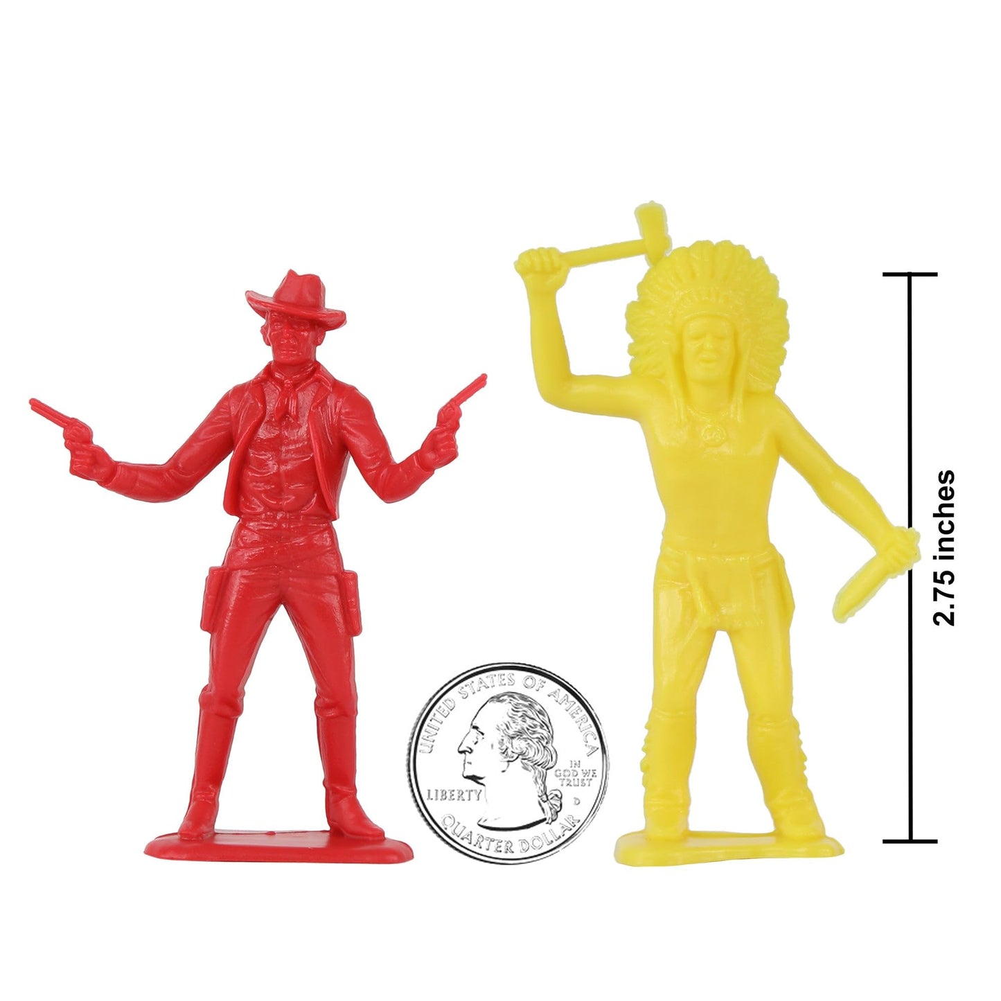 TimMee Cowboys & Indians Plastic Figures - 40pc Red & Yellow Playset - US Made