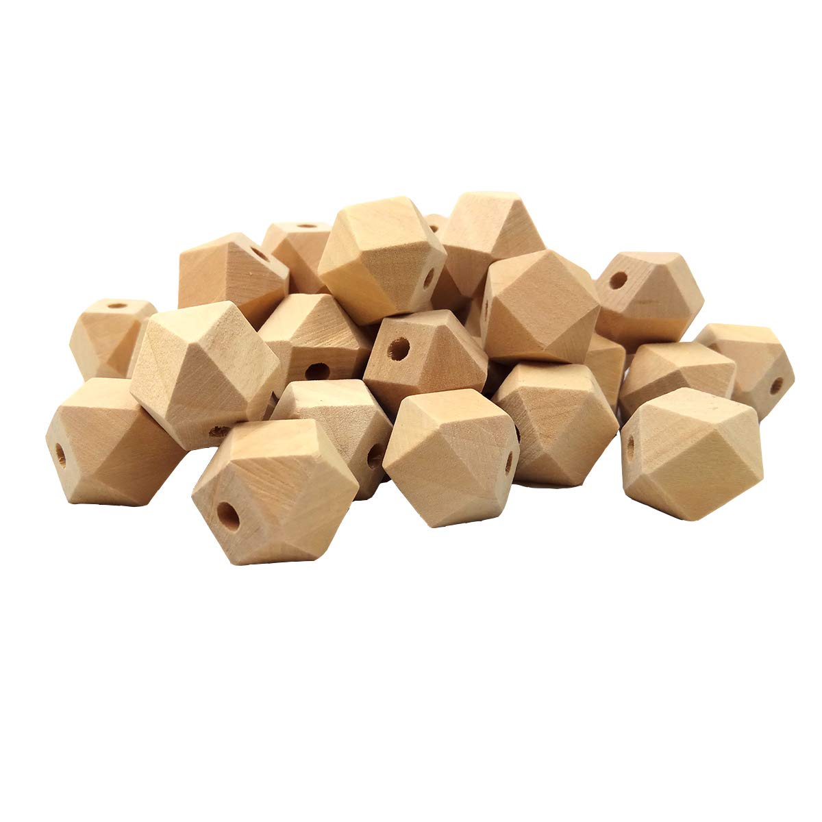 Alenybeby Organic Wooden Geometric Hexagon Beads Accessory 20mm Ecofriendly Wood Faceted Beads DIY Craft Jewelry (20mm-50pcs)