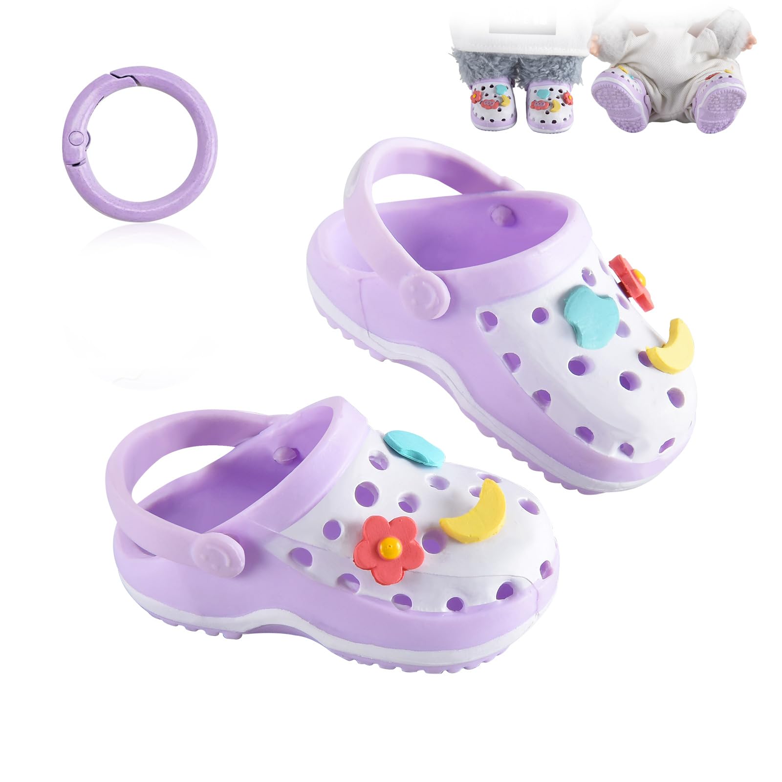 Ciunura Premium Doll Shoes for Lububu, Cute Doll Shoes for 4-7in Dolls, Ideal for Lububu Outfits(Purple Clog Shoes)
