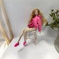 AQQeenmiu Fashion Doll Clothes Set, Pink Hoodie Outfit with Shorts, Bag and Shoes, for 11.5-12 Inch Dolls, 1/6 Scale Figure Clothing