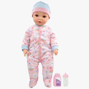 Little Darlings: 19" Cuddle Baby - Pink Kitty - Talking Baby Doll Set w/Accessories, Makes 6 Different Baby Sounds