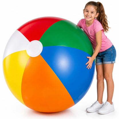 24-Inch Giant Inflatable Beach Balls - Large Blow Up Pool Balls 3-Pack