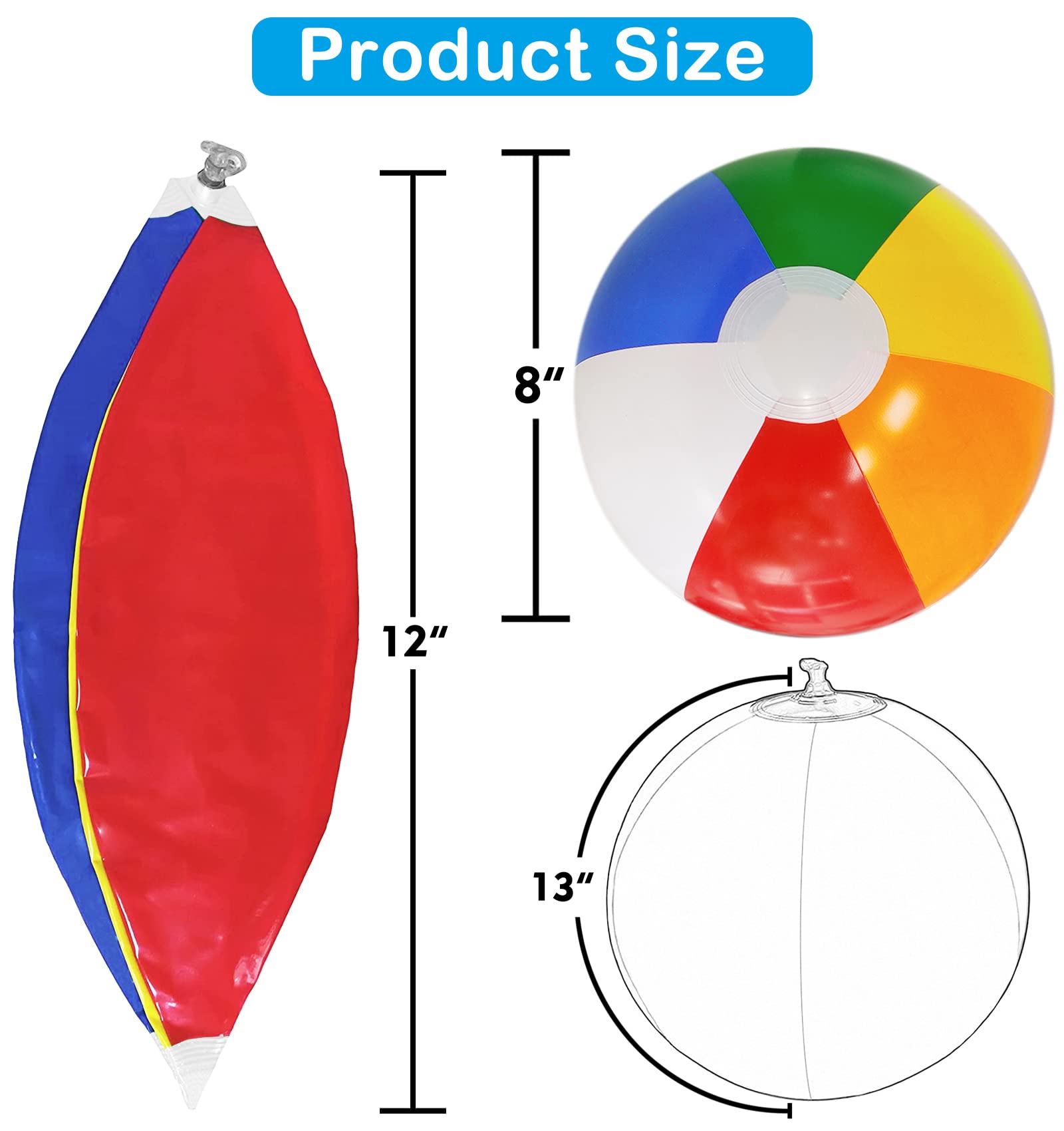 12'' Beach Balls for Kids: Inflatable Pool Ball Bulk Party Favors (30 Pack)