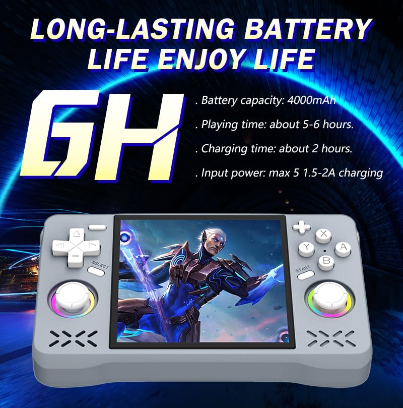 New Retro Handheld Game Console,4-inch IPS Screen with Storage Bag,Built-in 128G with 22000 Games,Linux System,Portable Pocket Mini Arcade (Gray,128g)
