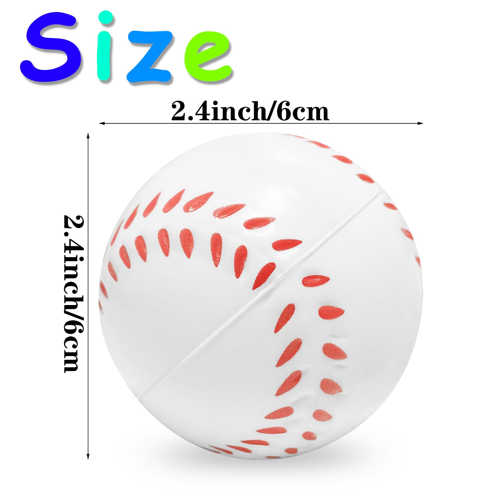 Whkvnng 30PCS Large 2.5Inch Baseball Stress Ball,Stress Relief Balls,Squeeze Sports Ball,Squeeze Foam Balls for Themed Baseball Stress Anxiety Relief