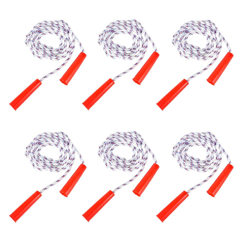 6-Count Durable Jump Ropes For Kids (6-Pack), Nylon with Plastic Handles, Indoor & Outdoor Skipping Activity, Party Favors, 84" Inches