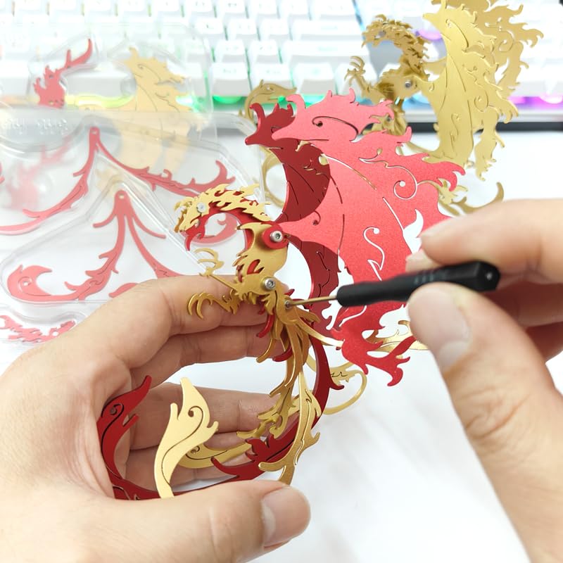 Mokrdomain Phoenix 3D Metal Jigsaw Puzzle, Red-Wings, 28 Pieces