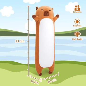 Sprinqdawin Large Capybara Stuffed Animal,33.5” Long Capybara Plush,Cute Plushies Animal Body Pillow,Kawaii Big Plush Toy Animals Gifts,Animals