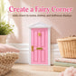 Yardwe Mini Wooden Fairy Door with Spire Design, 1:12 Scale Dollhouse Accessories for Decoration, Pink Door with Key for Christmas, Birthday, Wedding