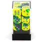 DND Dice Set-Chessex D&D Dice-16mm Gemini Green, Yellow, and Silver Plastic Polyhedral Dice Set-Dungeons and Dragons Dice Includes 12 Dice - D6