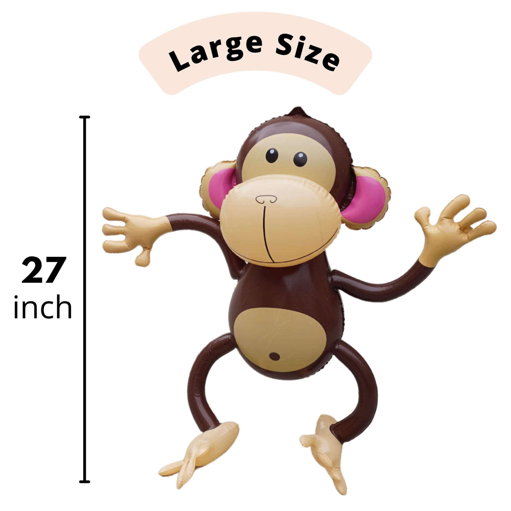 4E's Novelty Inflatable Monkeys - Pack of 4-27 Inch Large Monkeys Inflatables for Jungle Decor, Safari Birthday Decorations, Kids Animal Party