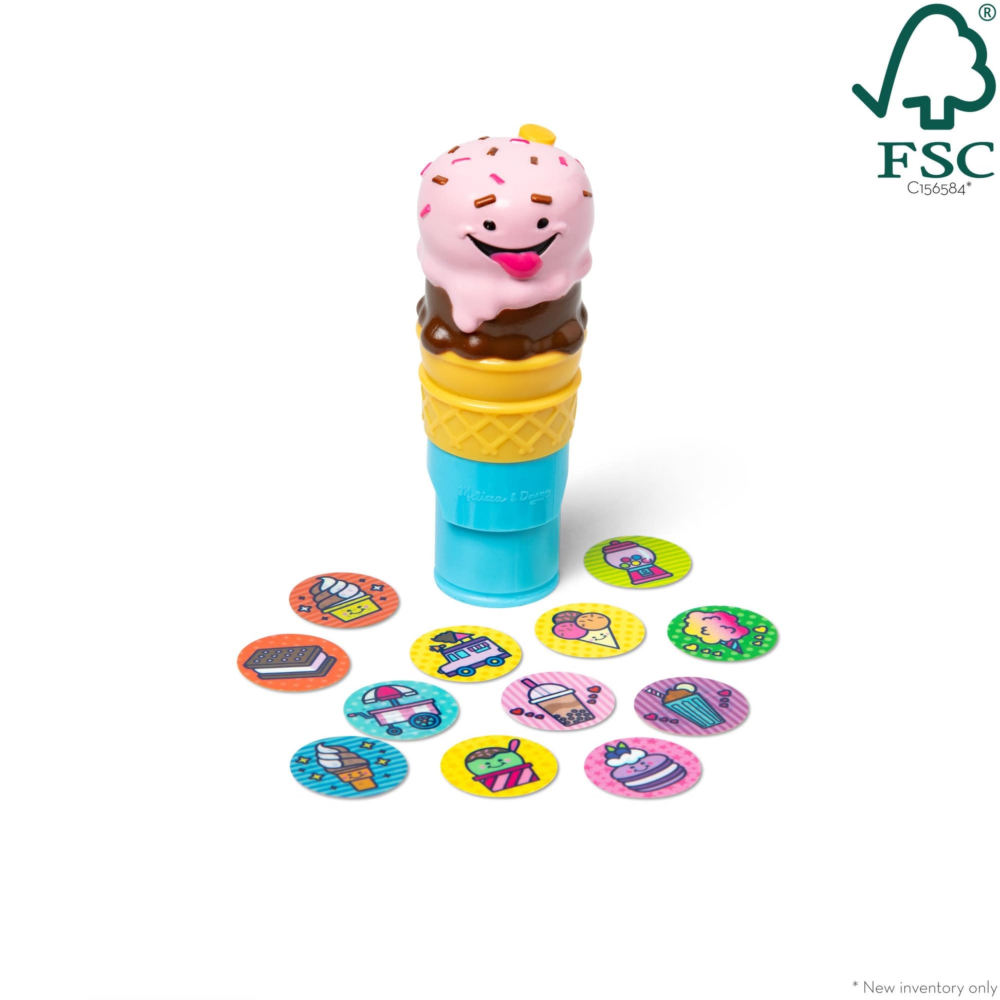 Melissa & Doug Sticker Wow!™ 24-Page Activity Pad and Sticker Stamper, 300 Stickers, Arts and Crafts Fidget Toy Collectible Character - Ice Cream -