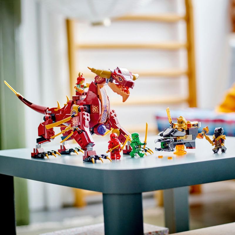 LEGO Ninjago 71793 Fire Heatwave Dragon, Toy Blocks, Present, Ninja, Carrot, Boys, 8 Years Old and Up