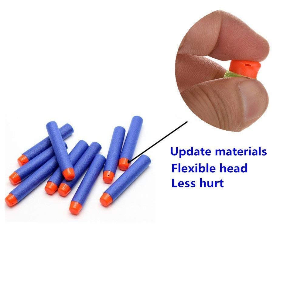 QUN FENG 100PCS Premium Foam Darts - Compatible with Nerf N-Strike/Modulus/Elite Series Blasters - Safe Soft-Tip Bullets for Battle Games (Blue)