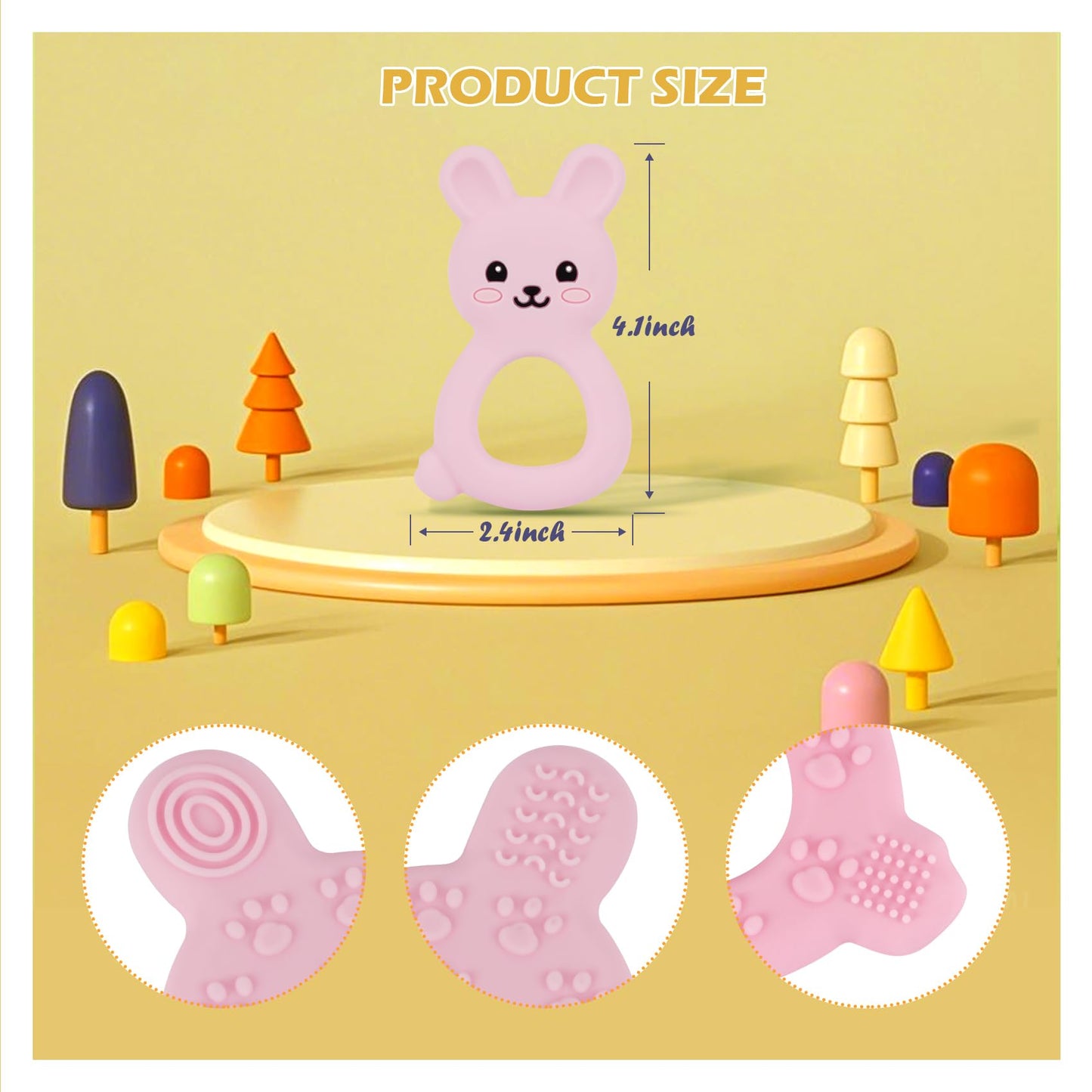 Baby Bunny Teether, Food-Grade Silicone Toy for Infants 3-12 Months, Easy-Grip Chew Toy with Textured Ears for Sensory Exploration, Freezable