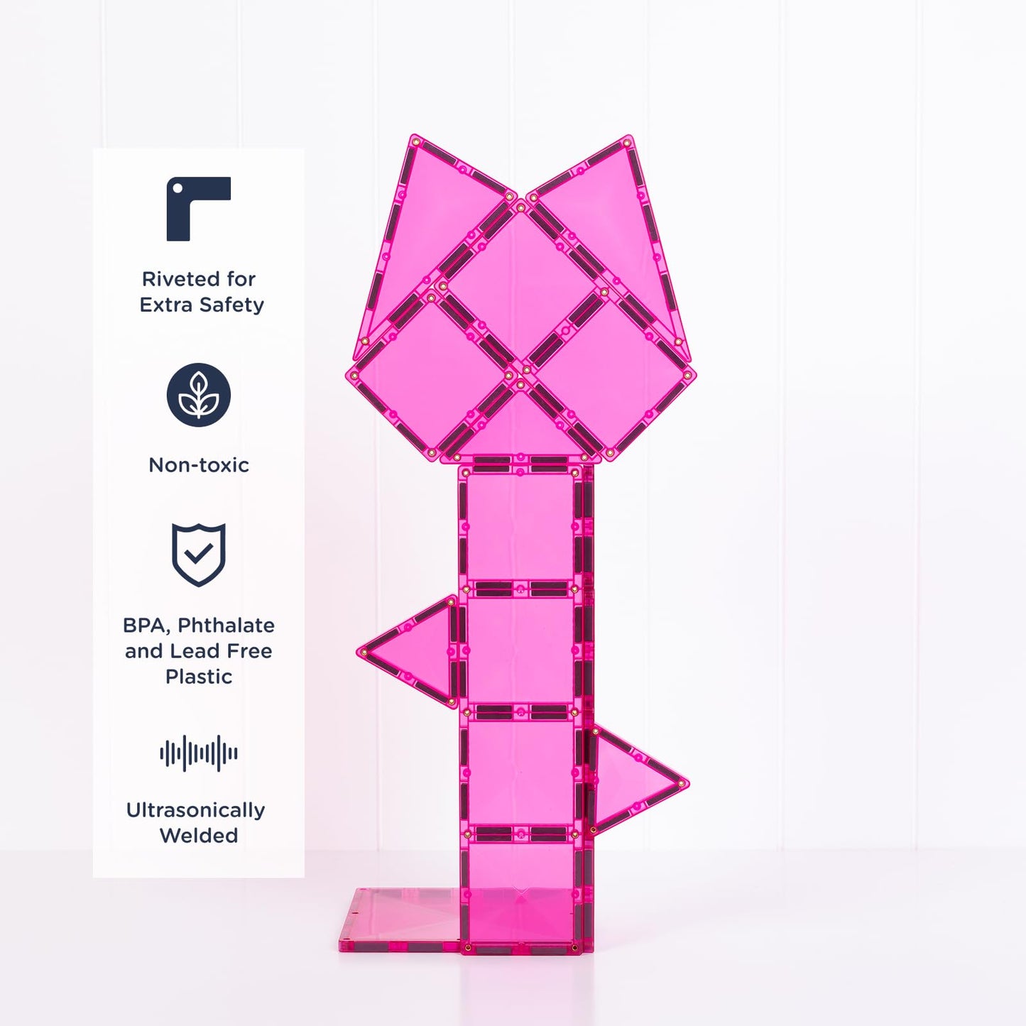 CONNETIX Magnetic Tiles Charity Edition Pink Pack, 20 Pieces