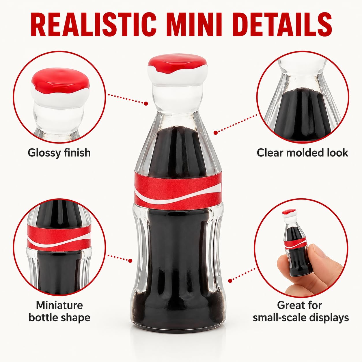 4Pcs Miniature Soda Bottles, 1:12 Scale Accessories, Suitable for Party Decorations