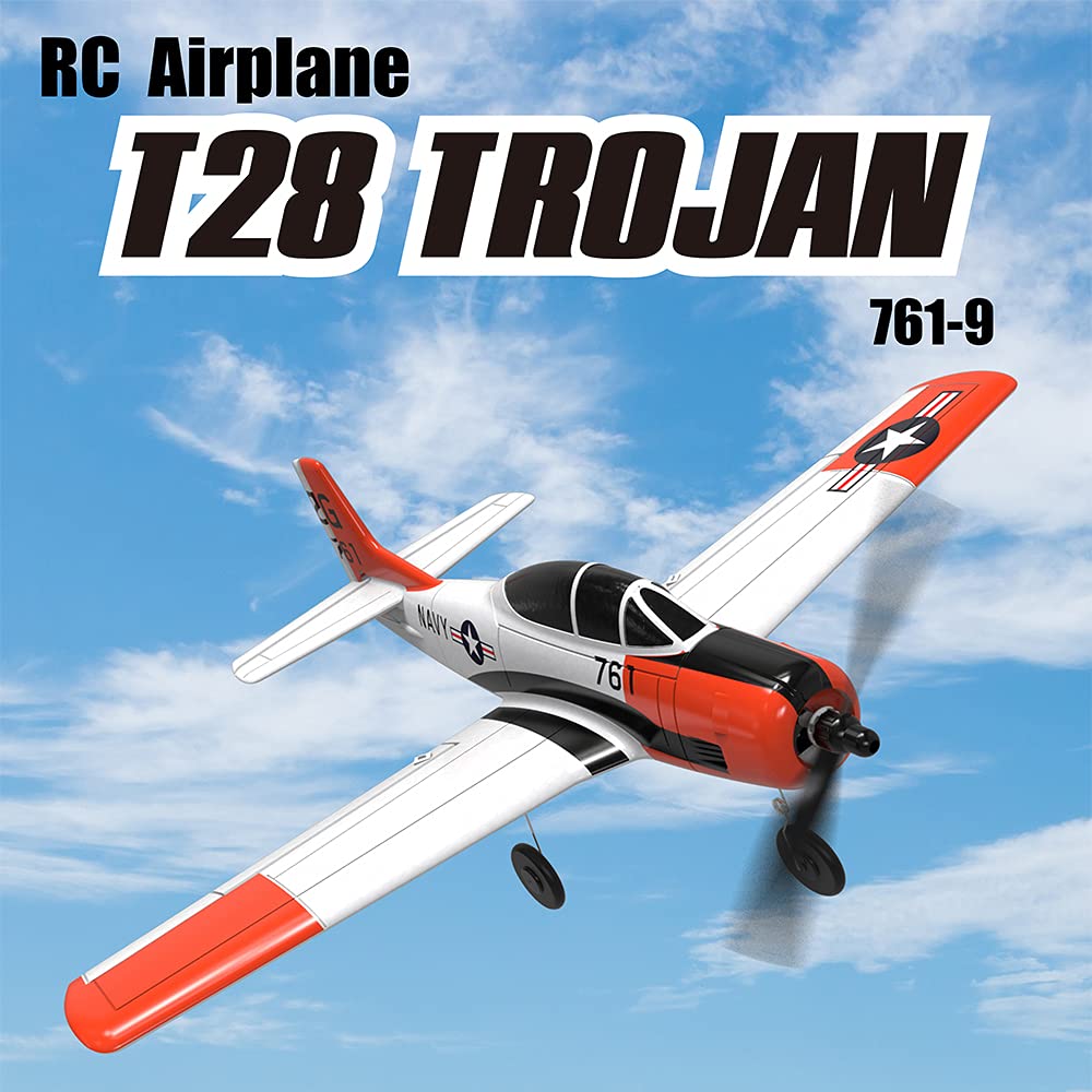 Volantexrc RC Airplane 2.4Ghz 4 Channel Remote Control,with Aileron T28 Trojan Parkflyer RC Aircraft Plane,Ready to Fly with Xpilot Stabilization