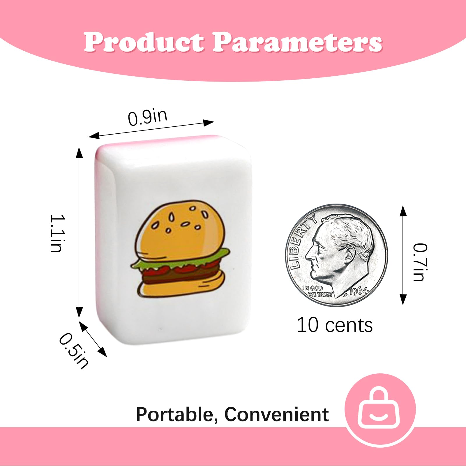 Seaside Escape Game Blocks, Mahjong Tile Game Sets with 49 Tiles 30mm Pet and Food Pattern.