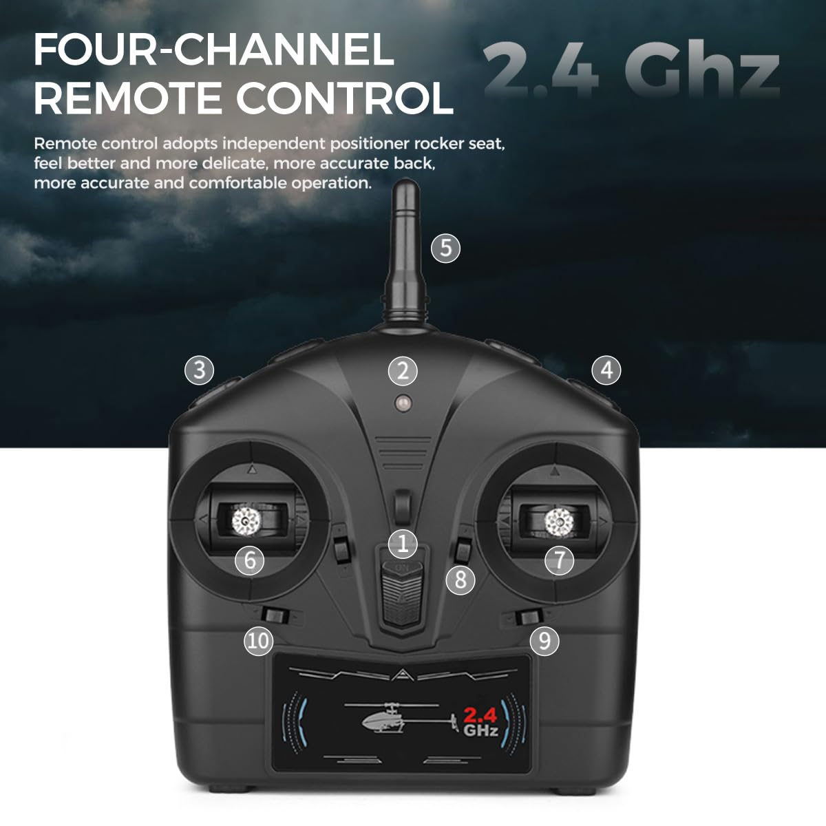 FunXylophy WL K170 RC Helicopter, 2.4G 4CH Flybarless 6-Axis Gyroscope Altitude Hovering RC Military Helicopter with Display Stand and Apron Takeoff