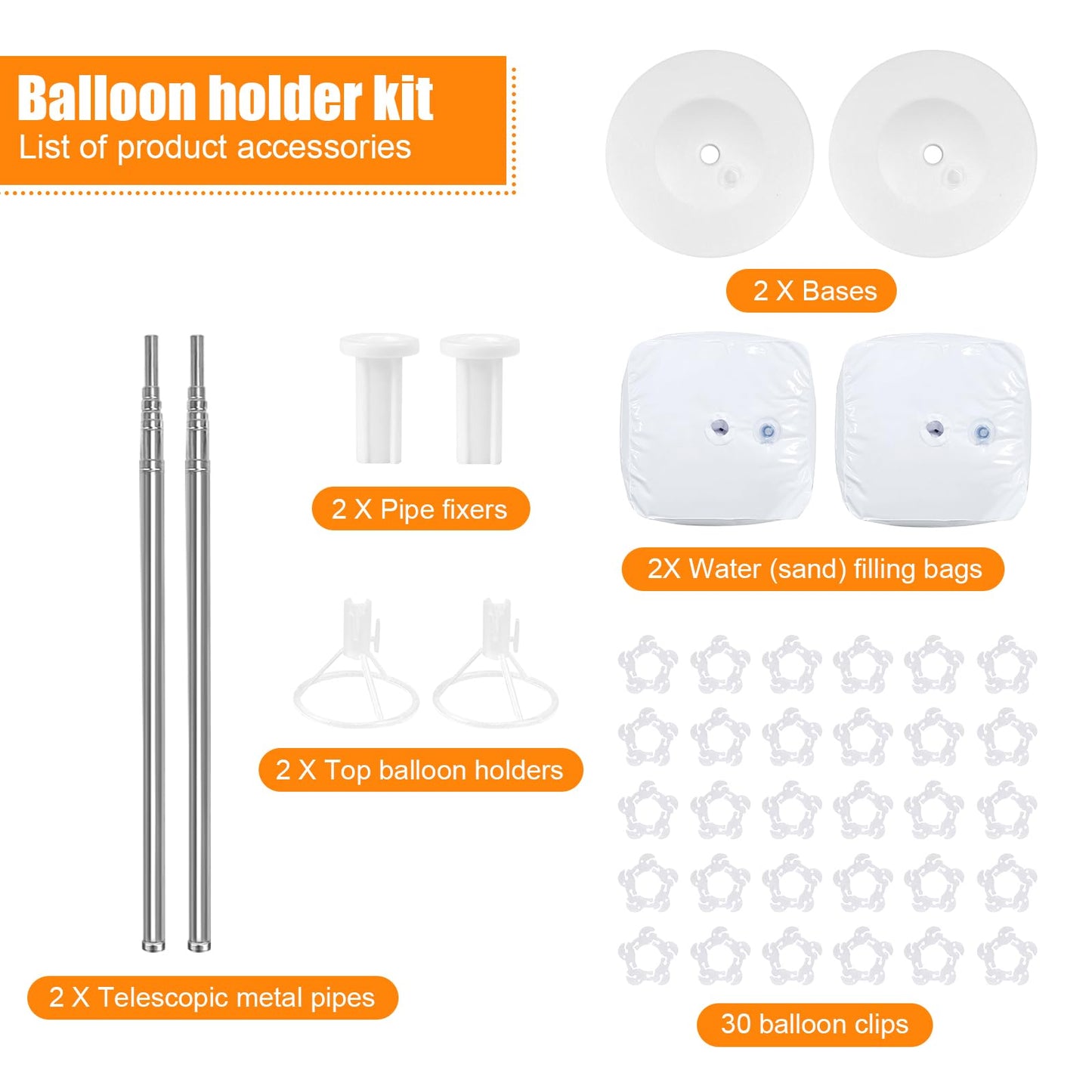 Balloon Column Stand Set of 2, 6.6ft Balloon Arch Stand Adjustable Balloon Column kit with Base Telescopic for Baby Shower Wedding Birthday Graduation