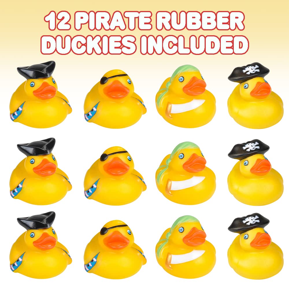 ArtCreativity 12 Pcs Pirate Rubber Ducks - 2 Inch Pirate Ducks for Jeeps, Pirate Party Favors & Decorations, Cute Rubber Ducks Pirate Toys for Bath