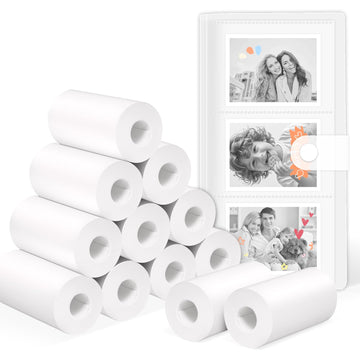 OTJ 12 Rolls Instant Print Camera for Kids Refill Thermal Print Paper Rolls - Photo Album 2.5x3.5 Picture Holder Book Holds 120 Horizontal Photos DIY