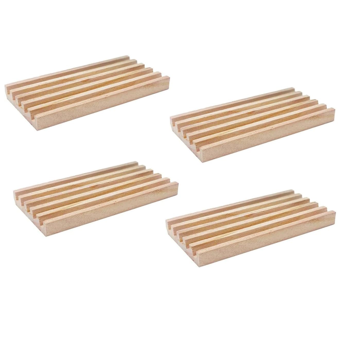 ESSAJOY Wooden Domino Trays/Racks Set of 4 Domino Tiles Holders Mexican Train Wooden Trays/Racks Wood Organizers for Chicken Foot (4 Domino Tiles