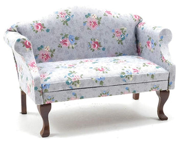 Melody Jane Dolls Houses Classics by Handley Dollhouse Sofa, Walnut with Floral Fabric, Grey