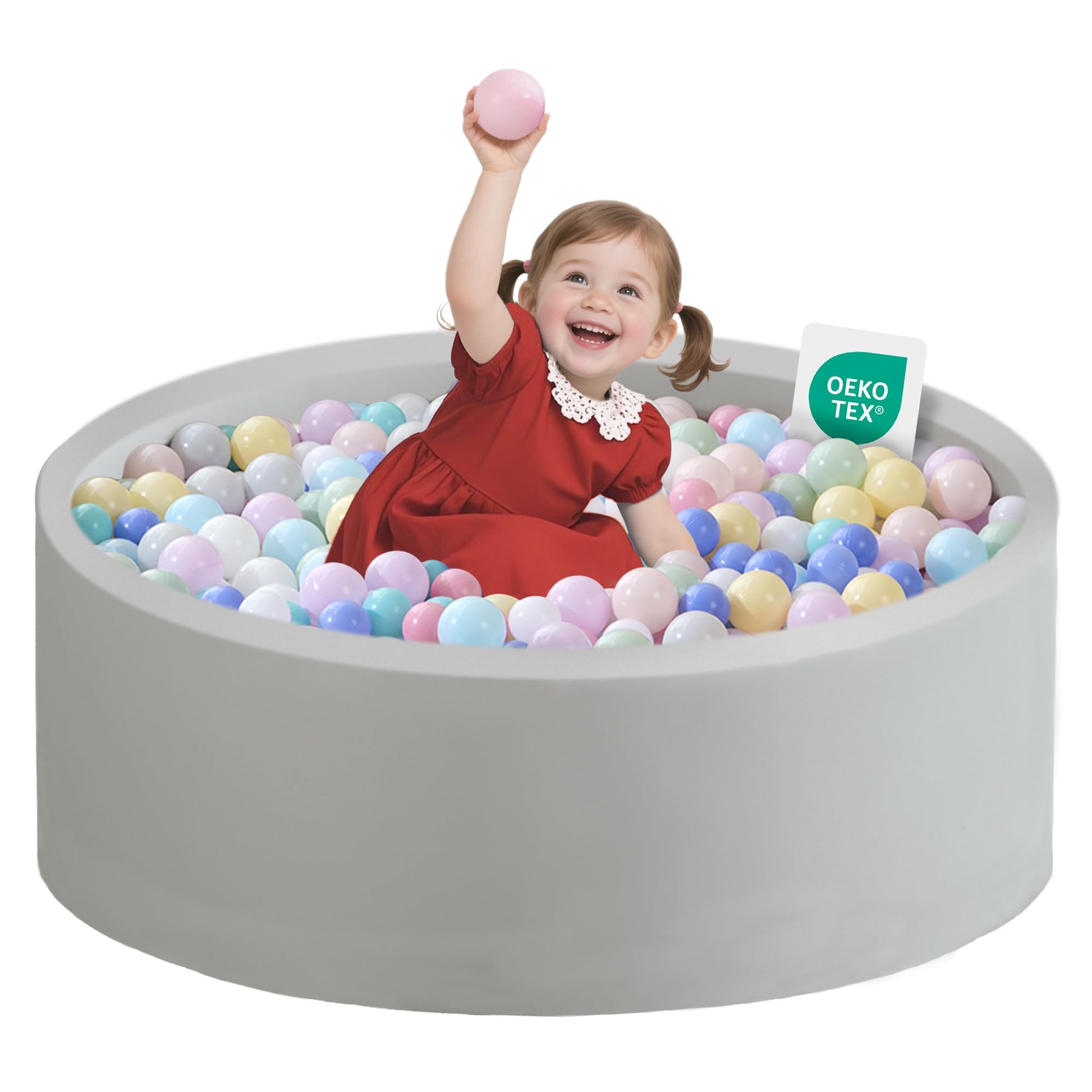 Zedachica Ball Pit for Toddlers 35.43''x11.81 Baby Ball Pits Soft Memory Foam Ball Pit Round Kids Ball Pit Indoor Game Kids Play Ball Pool Ideal Gift