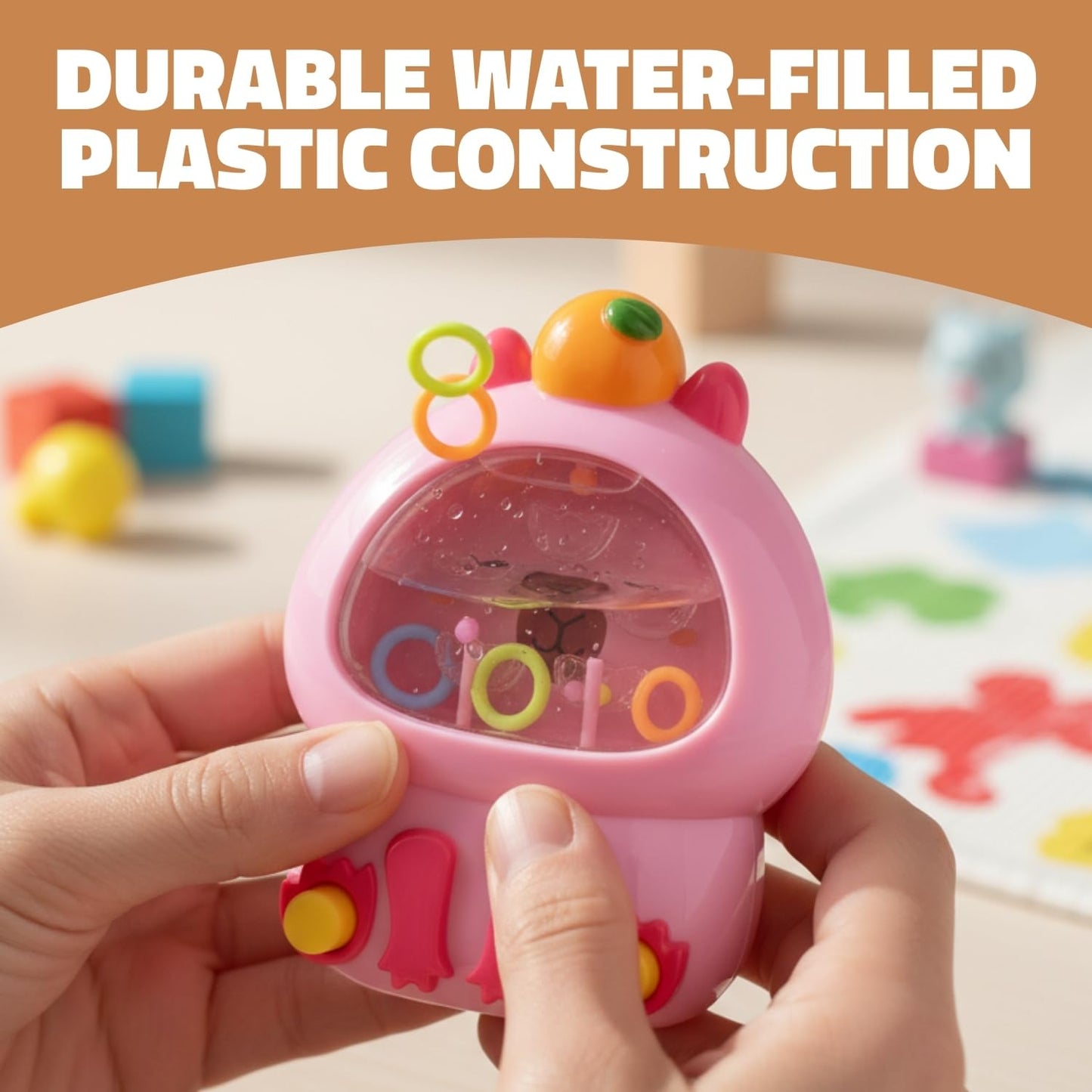 5 Inch Capybara Water Ring Game, Handheld Puzzle Toy, Assorted Colors, 12 Count Display