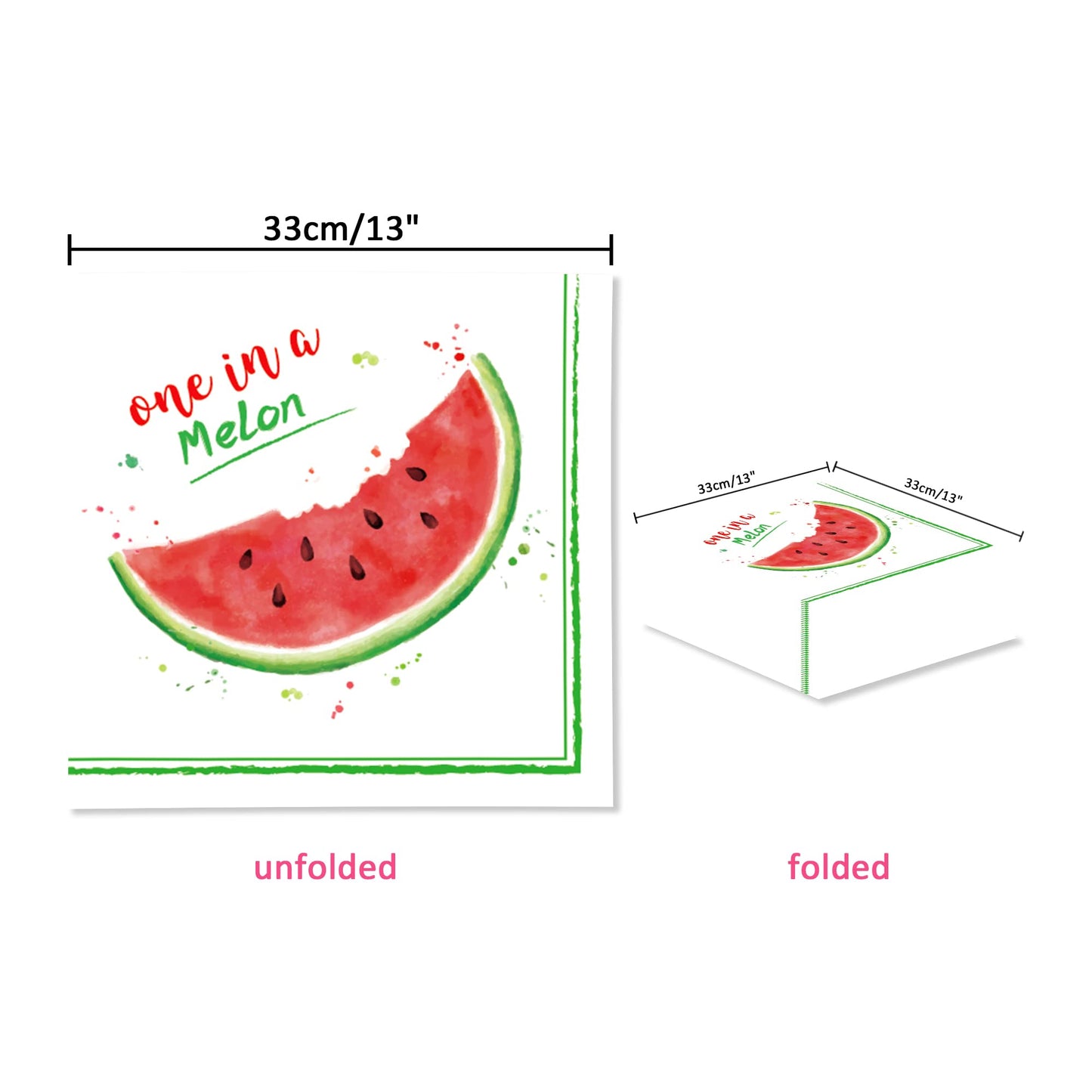 40Pcs Watermelon Party Napkins Summer Sweet Watermelon Paper Napkins Girls 1st Birthday Disposable Lunch Dinner Tableware Baby Shower Party Supplies