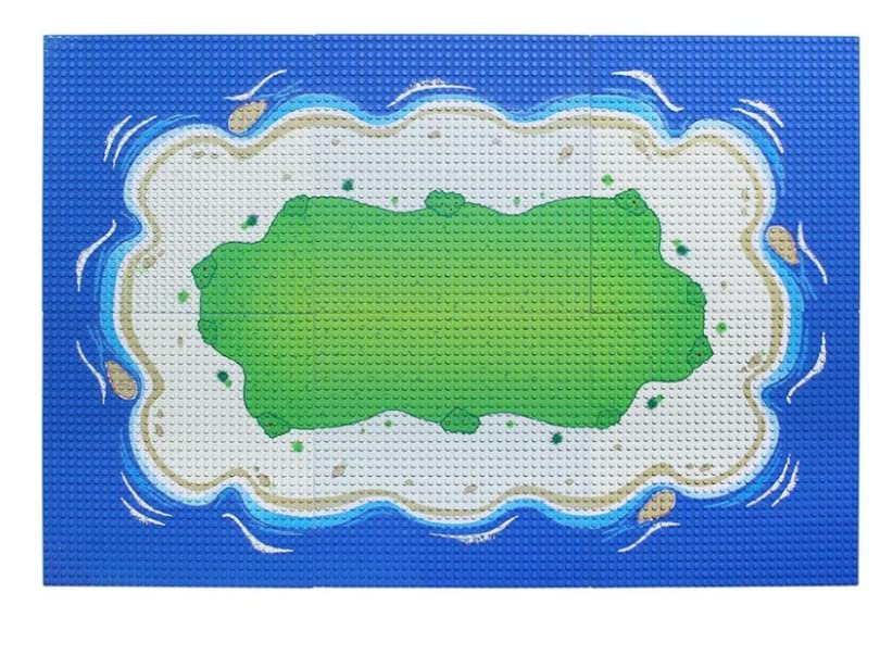 General Jim's Blue Beach and Water Road City Baseplates Full Set for Ocean Island Street Base Plate - Pirates Sea Grass Toy Kit for Building Blocks
