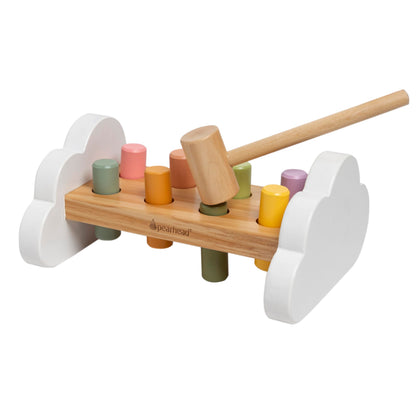 Pearhead Montessori Hammer Bench, Wooden Pounding Toy for Toddlers