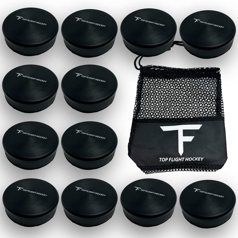 12 Pack Foam Hockey Pucks with Mesh Carry Bag Indoor Safe