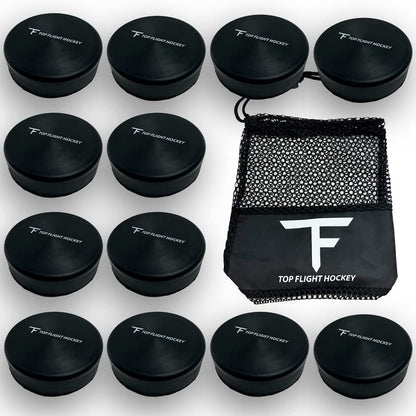 12 Pack Foam Hockey Pucks with Mesh Carry Bag Indoor Safe