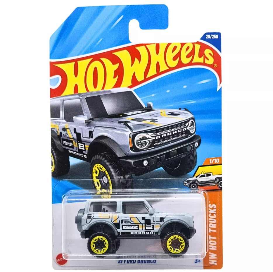 Hot Wheels 21 Ford Bronco, 1/10 Scale, Silver, HW Hot Trucks