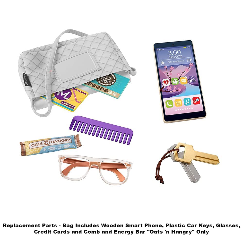 Replacement Parts for Fisher-Price Strut-n-Style Bag Playset - GKW04 ~ Replacement Bag Includes Wooden Smart Phone, Plastic Car Keys, Glasses, Credit