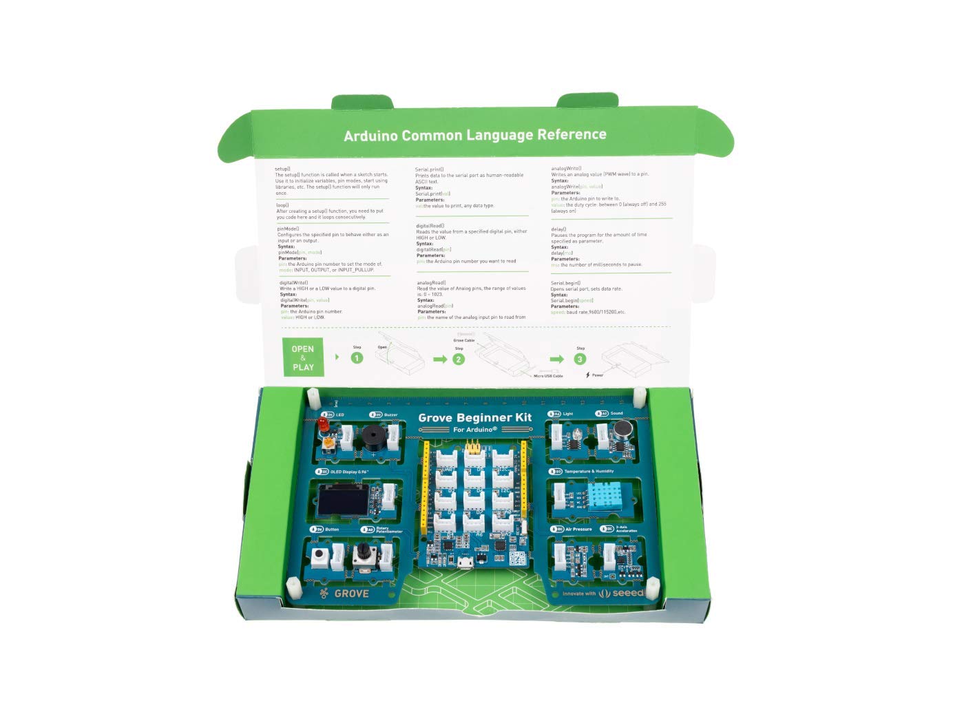 Seeed Studio Grove Beginner Kit for Arduino - STEAM Teaching Starter Kit All-in-One With UNO Compatible Board, 10 Sensors, 12 Projects and Free Course