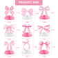 Vyooxcy 9 PCS Pink Bow Theme Honeycomb Centerpieces Decorations, Party Table Topper Decor for Girls Theme Birthday Baby Shower Wedding Party (Princess