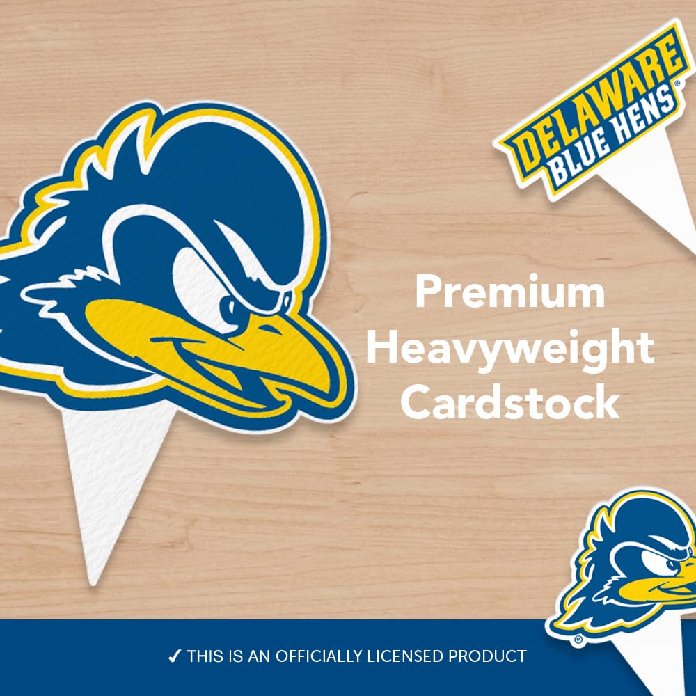 Desert Cactus University of Delaware UD Fightin Blue Hens Food Picks, Cupcake and Cake Toppers, Cake Pop Sticks - 25 Pcs Party Supplies