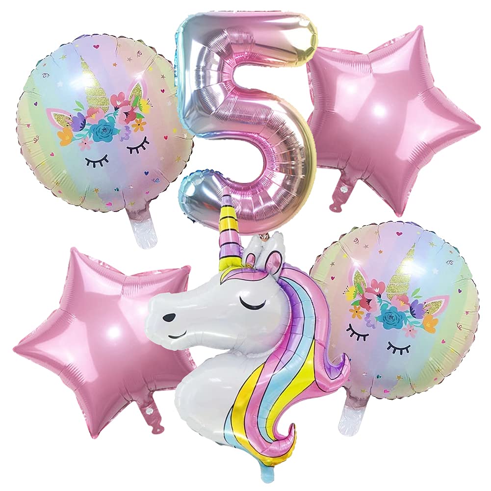 DUILE Unicorn Balloons Unicorn Birthday Party Decorations for Girls Foil Balloons Set Macaron and Rainbow Balloon Wedding Baby Shower Party Supplies