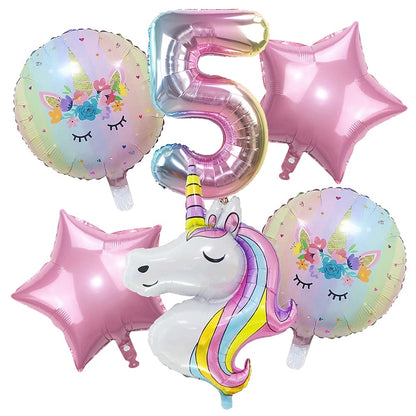 DUILE Unicorn Balloons Unicorn Birthday Party Decorations for Girls Foil Balloons Set Macaron and Rainbow Balloon Wedding Baby Shower Party Supplies