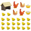 MAOMIA 27 Pcs Miniature Retro Chicken Coop Mini Family Chicken Egg Nest for Garden, Micro Landscape, Home Terrarium, Crafts, Cake Toppers, Dollhouse