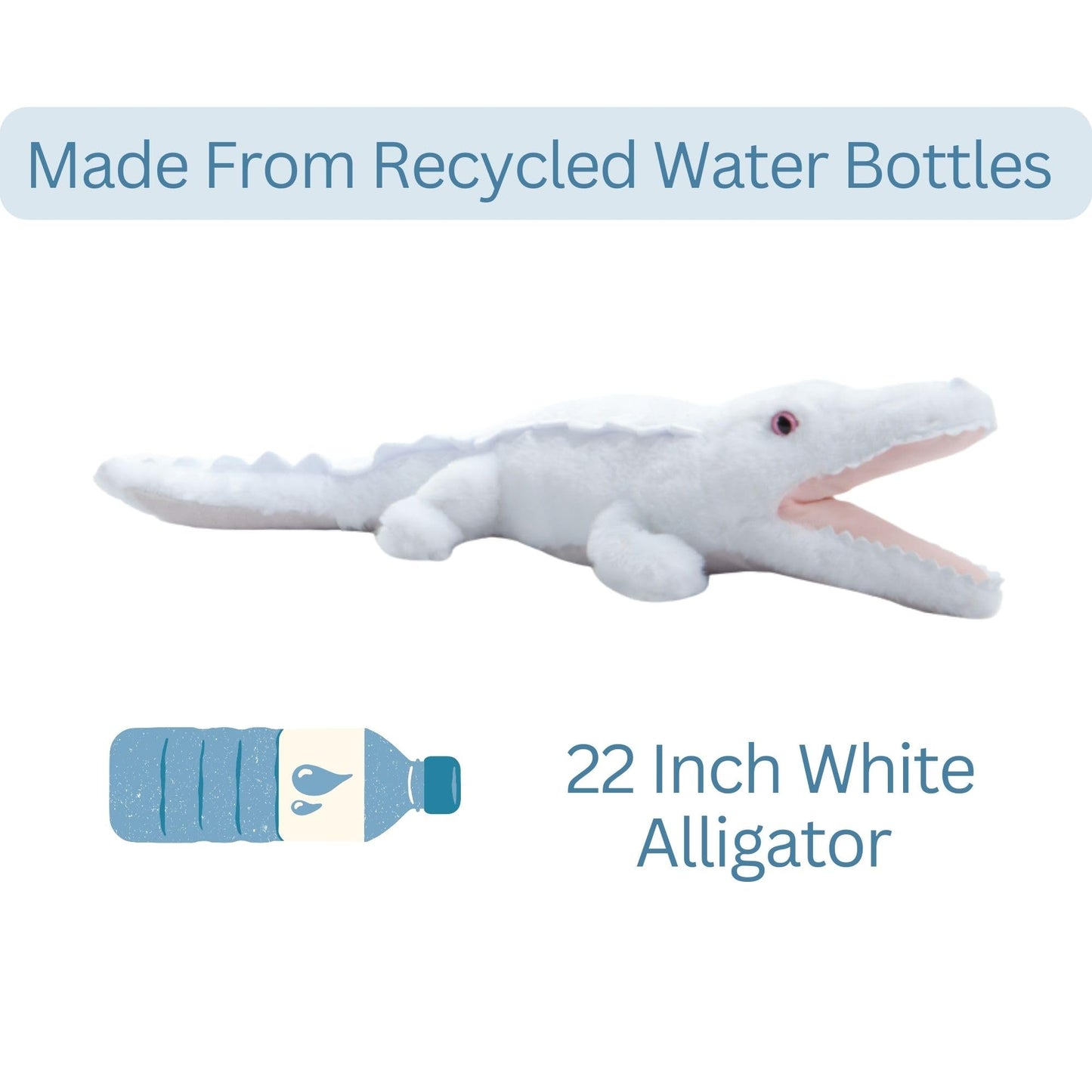 The Petting Zoo White Alligator & Pink Eyes Stuffed Animal Plushie, Gifts for Kids, Wild Onez Zoo Animals, Alligator Plush Toy 22 Inches