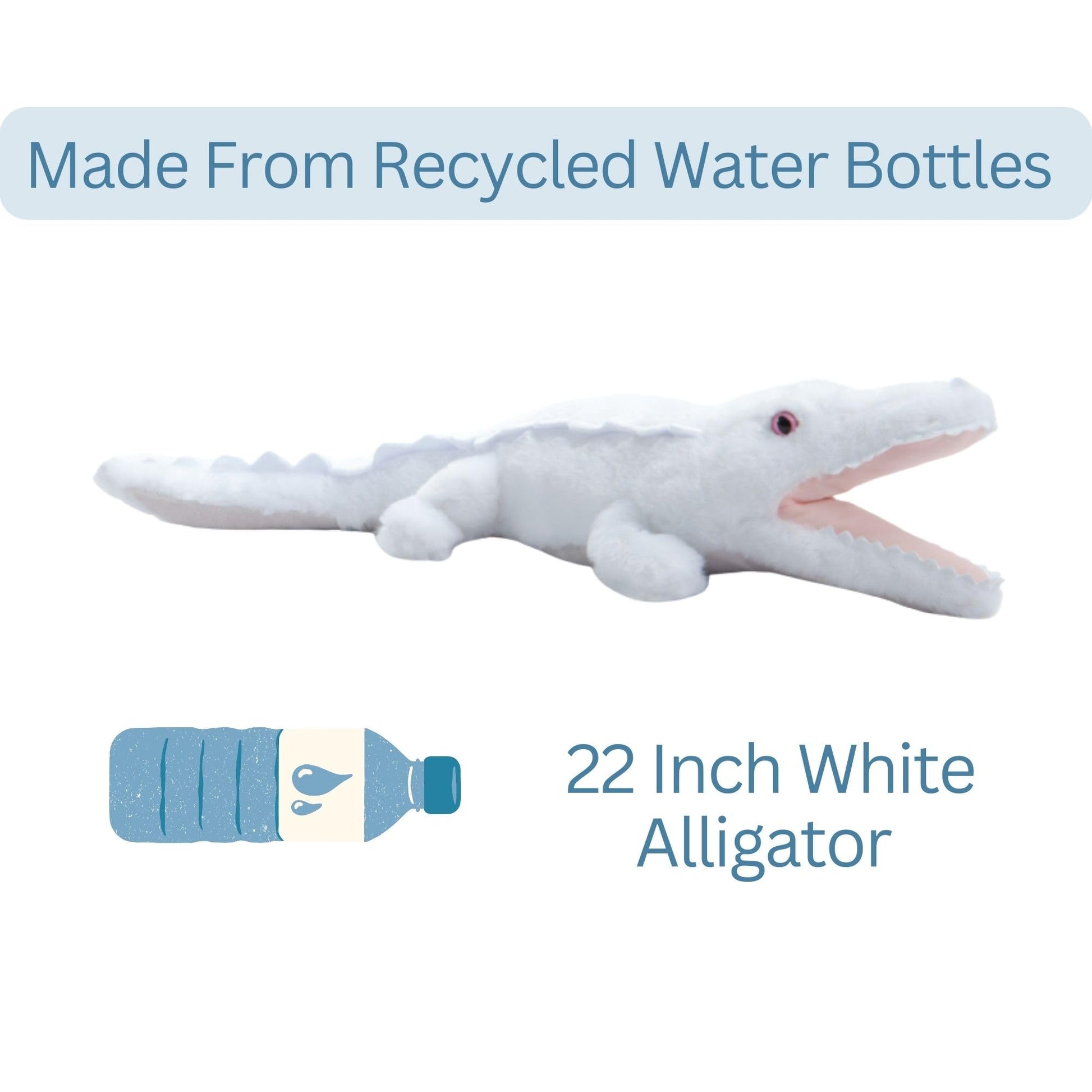 The Petting Zoo White Alligator & Pink Eyes Stuffed Animal Plushie, Gifts for Kids, Wild Onez Zoo Animals, Alligator Plush Toy 22 Inches