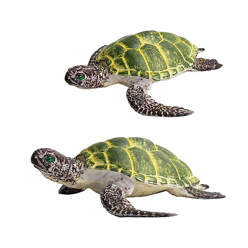 BLAPNK 2 Pcs Realistic Ocean Turtle Model Toys, Simulated Sea Life Turtle Animals Figurine Collection Playset Sea Creature Science Educational Props