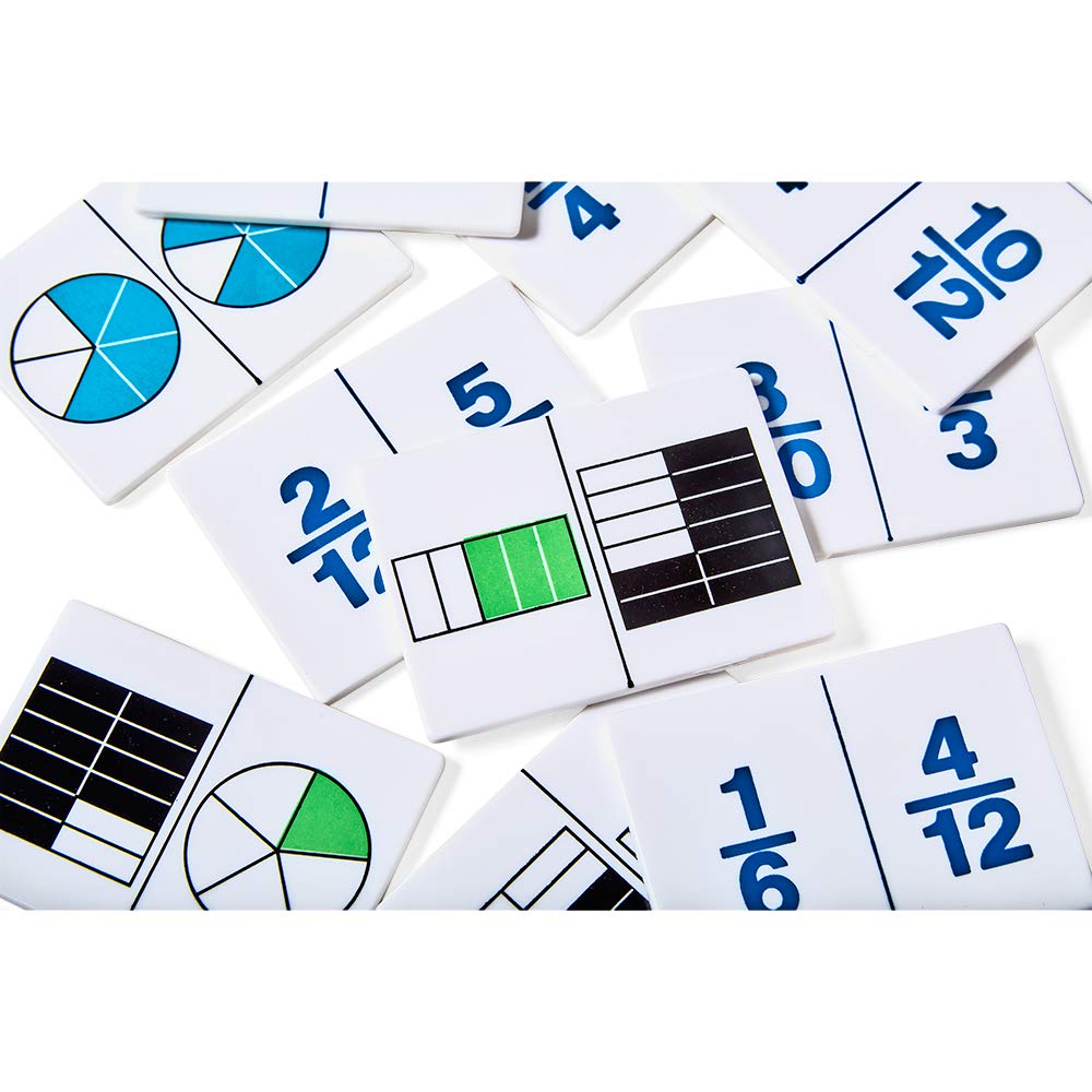 hand2mind Plastic Fraction Dominoes Game Tiles, Montessori Math Materials for Kids to Learn Decimal and Fraction Equivalence Math Manipulatives 4th