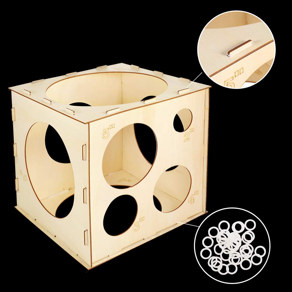 Auihiay 2-10 Inch Collapsible Wood Balloon Sizer Box Cube (9 Holes)